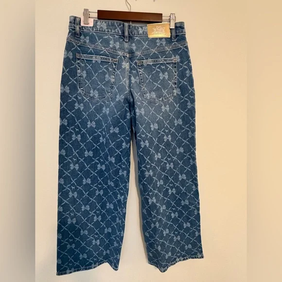 *NWT* VS PINK x LoveShackFancy Denim Baggy High Rise Jeans - bow print - Picture 2 of 11